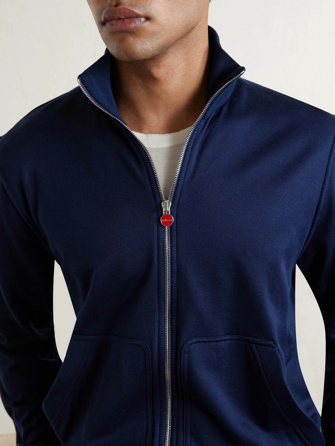 Kiton - Cotton and Silk-Blend Zip-Up Sweater - Blue