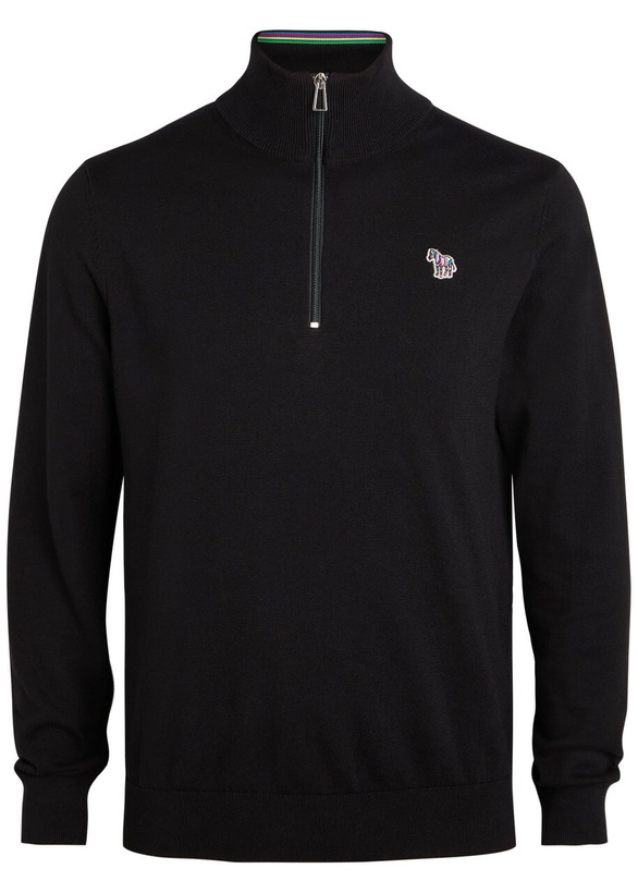 Photo: PS Paul Smith Appliquéd Half-zip Cotton Jumper Black
