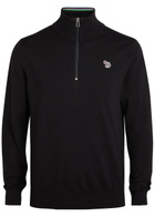 PS Paul Smith Appliquéd Half-zip Cotton Jumper Black