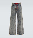 Marni Leather-trimmed wide jeans