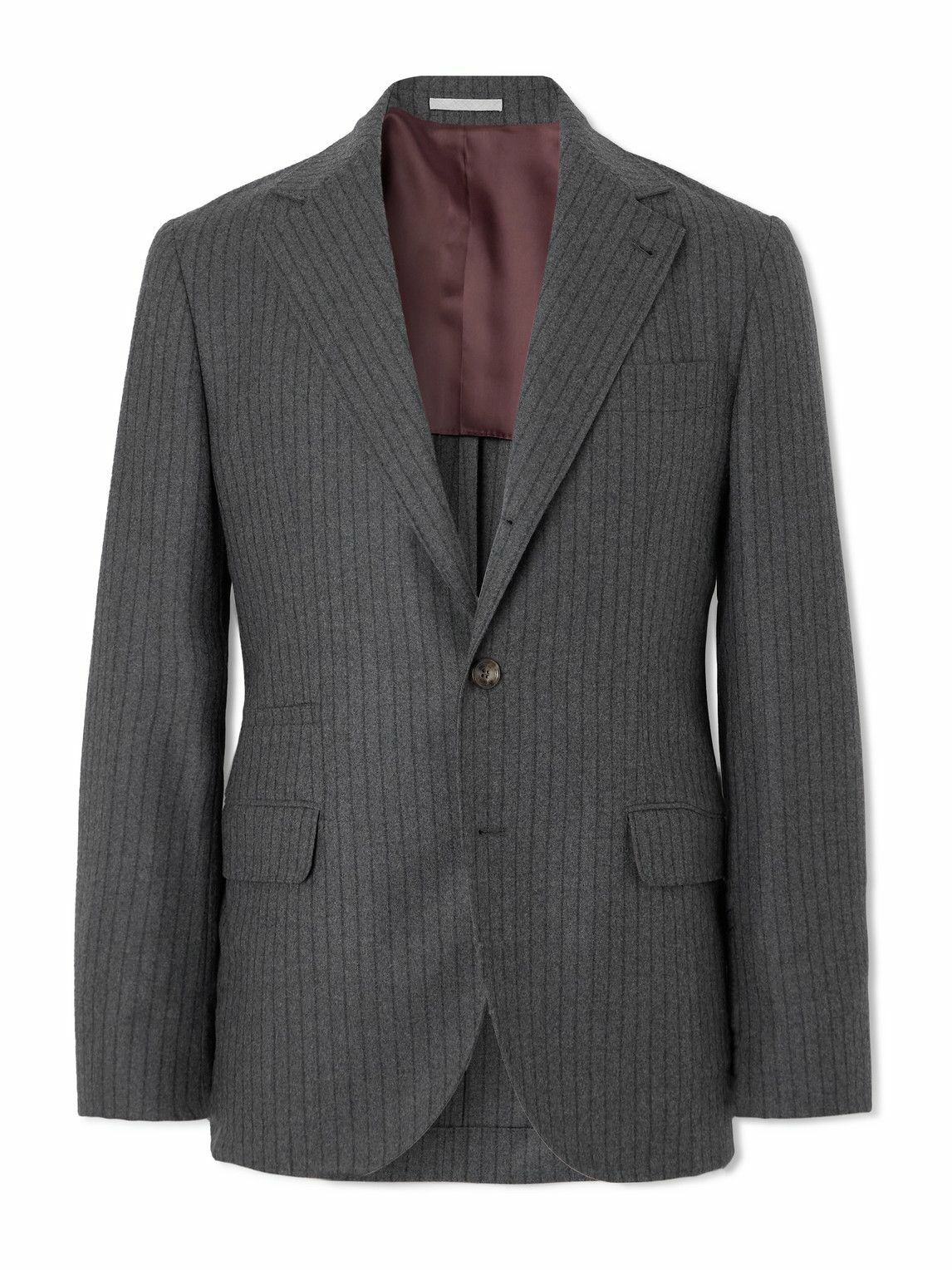 Brunello Cucinelli - Slim-Fit Pinstriped Wool-Felt Suit Jacket