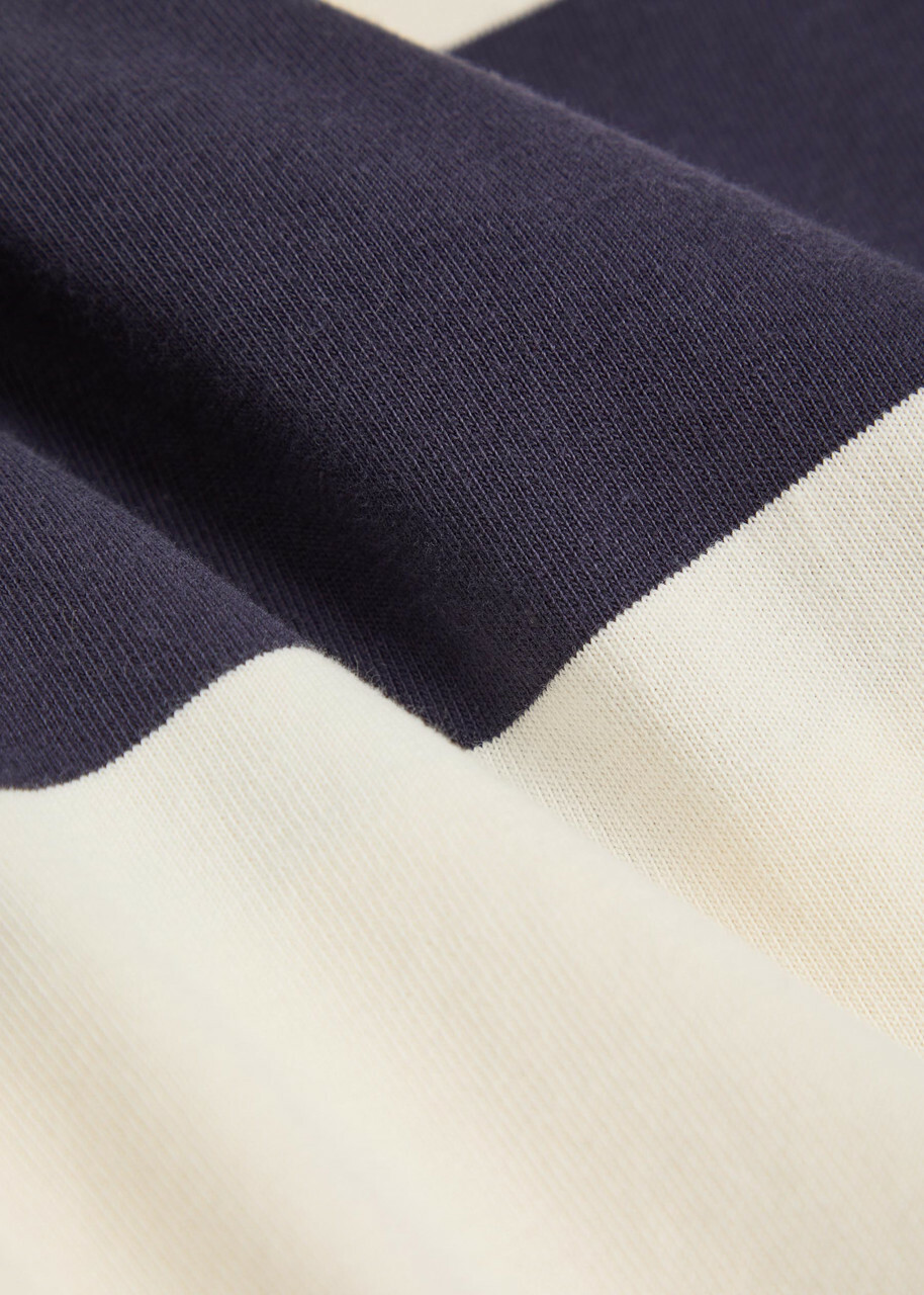 Drake's Striped Cotton Polo Rugby top White