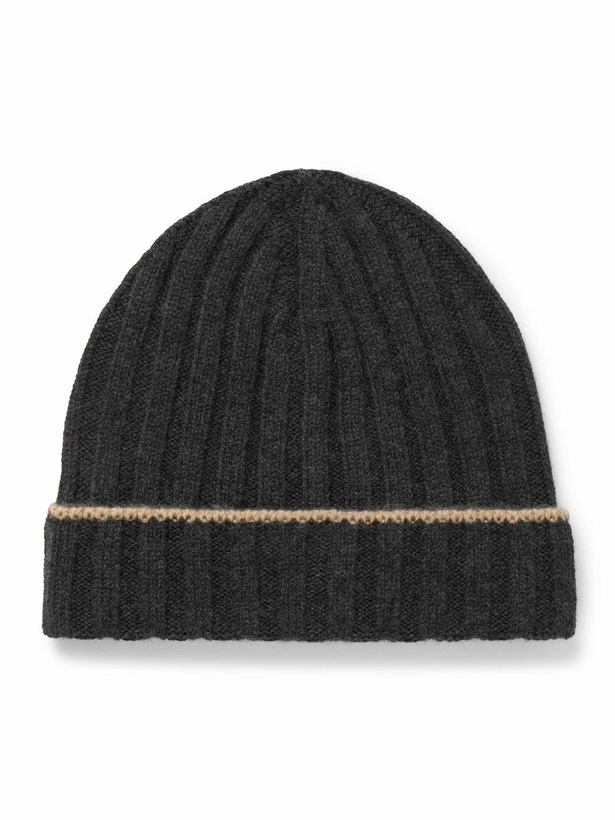 Photo: Brunello Cucinelli - Ribbed Cashmere Beanie - Gray