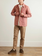 Mr P. - Garment-Dyed Cotton and Linen-Blend Twill Overshirt - Pink