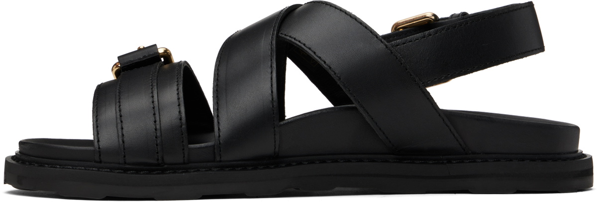 Moschino Black Calfskin Buckle Sandals