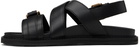 Moschino Black Calfskin Buckle Sandals