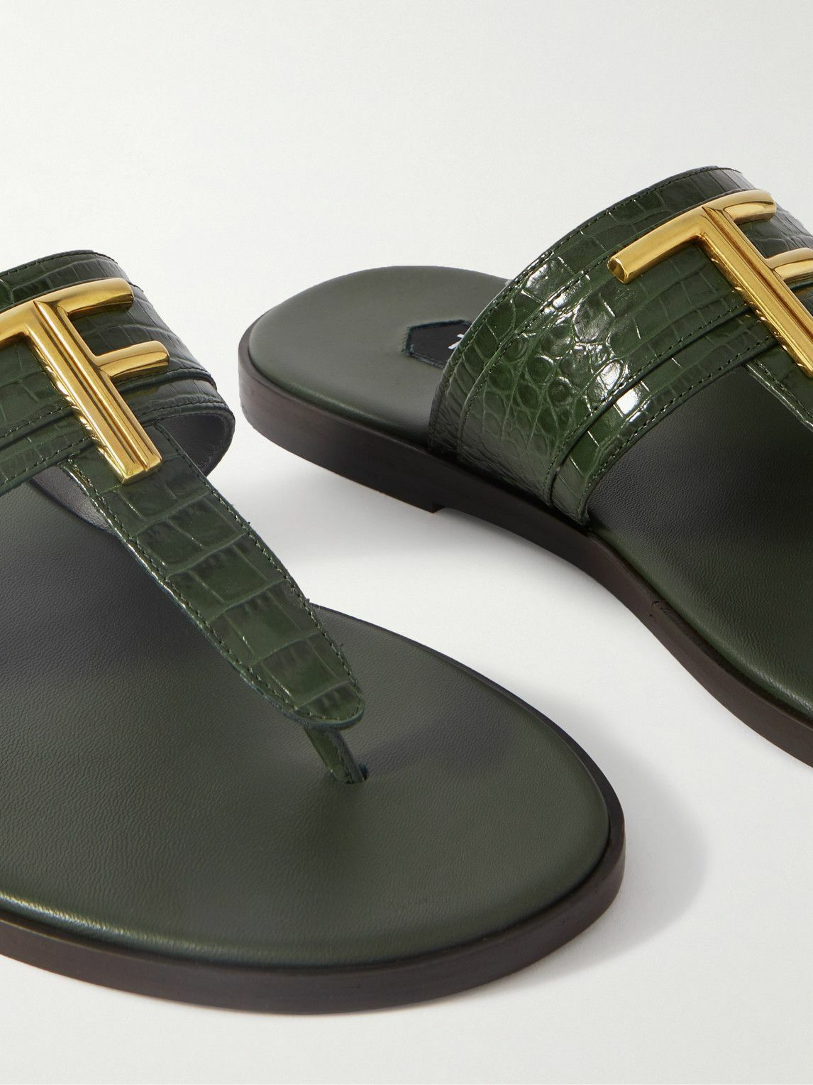 TOM FORD - Brighton Logo-Embellished Croc-Effect Leather