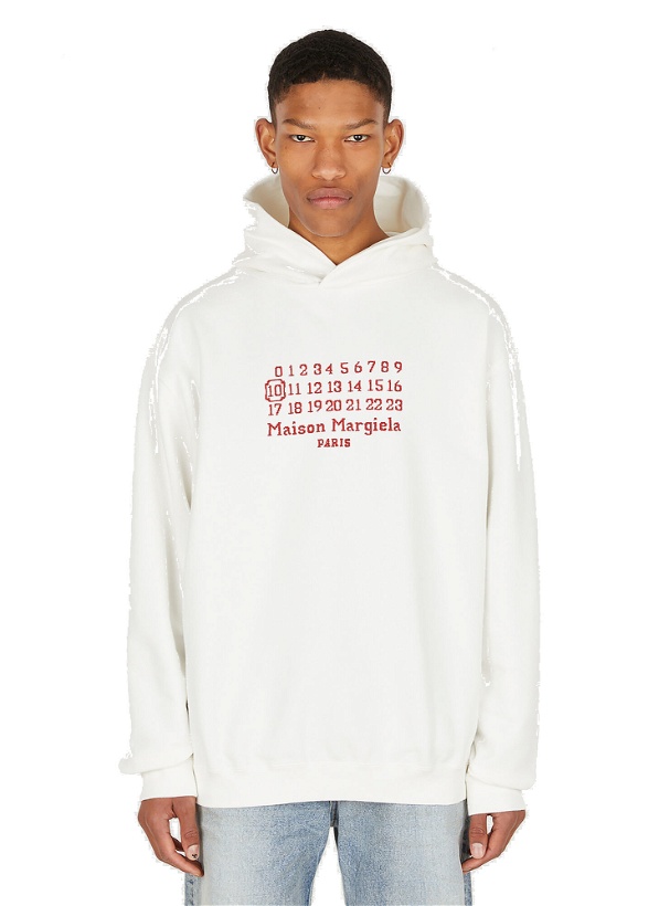 Photo: Embroidered Logo Hooded Sweatshirt in White