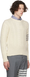 Thom Browne Off-White Wool 4-Bar Sweater