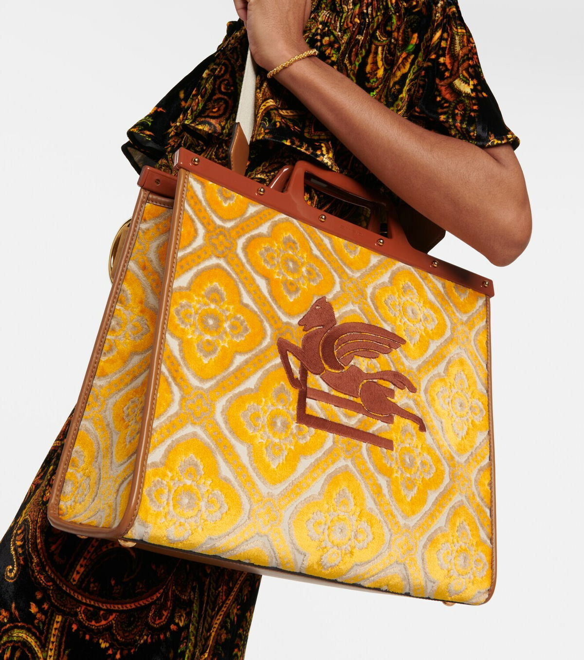 Etro Paisley leather-trimmed tote bag Etro