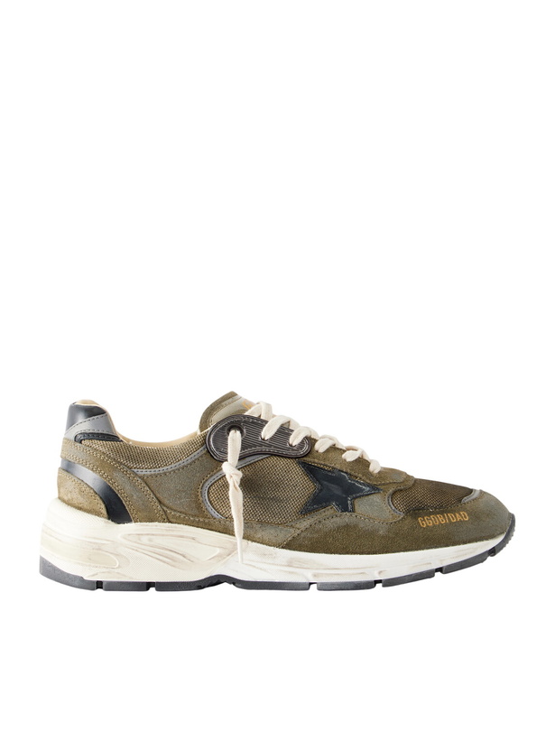 Photo: Golden Goose - Running Dad Suede-Trimmed Mesh Sneakers - Green