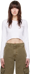 JW Anderson White Cropped Long Sleeve T-Shirt