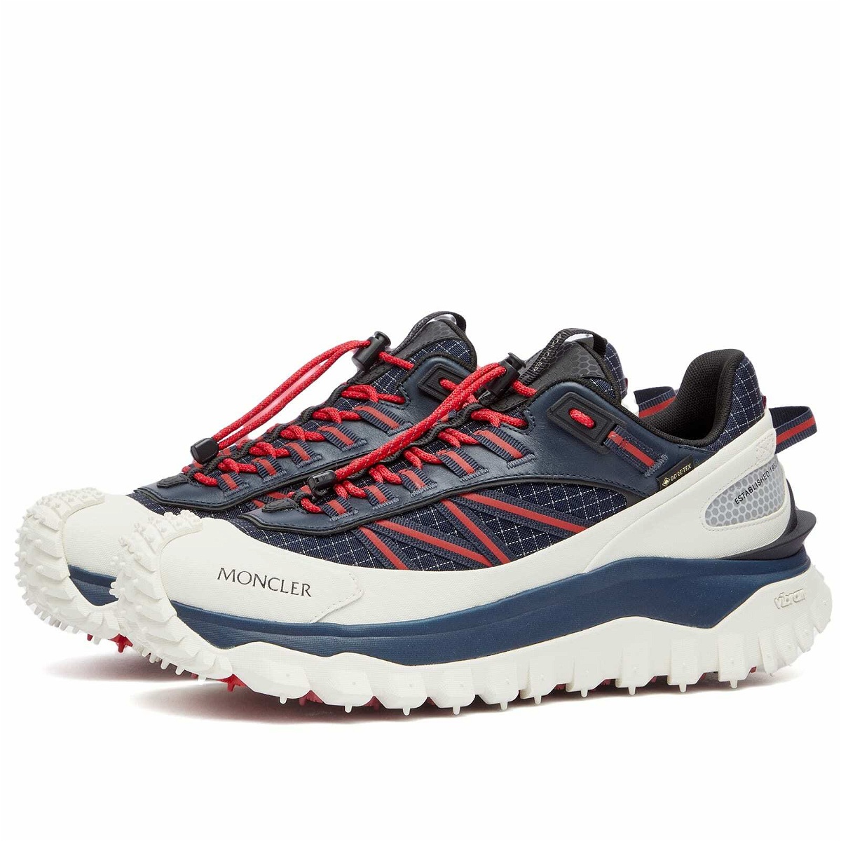 Photo: Moncler Men's Trailgrip GTX Low Top Sneakers in Black/White/Red
