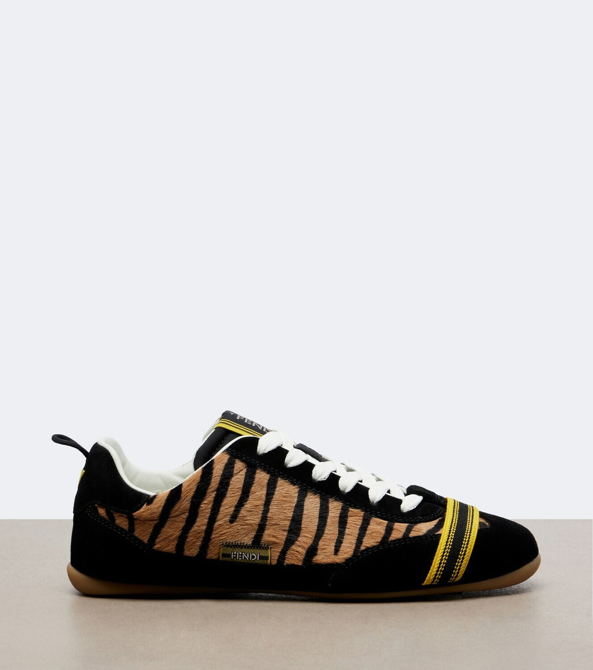 Fendi Wrap suede-trimmed calf hair sneakers