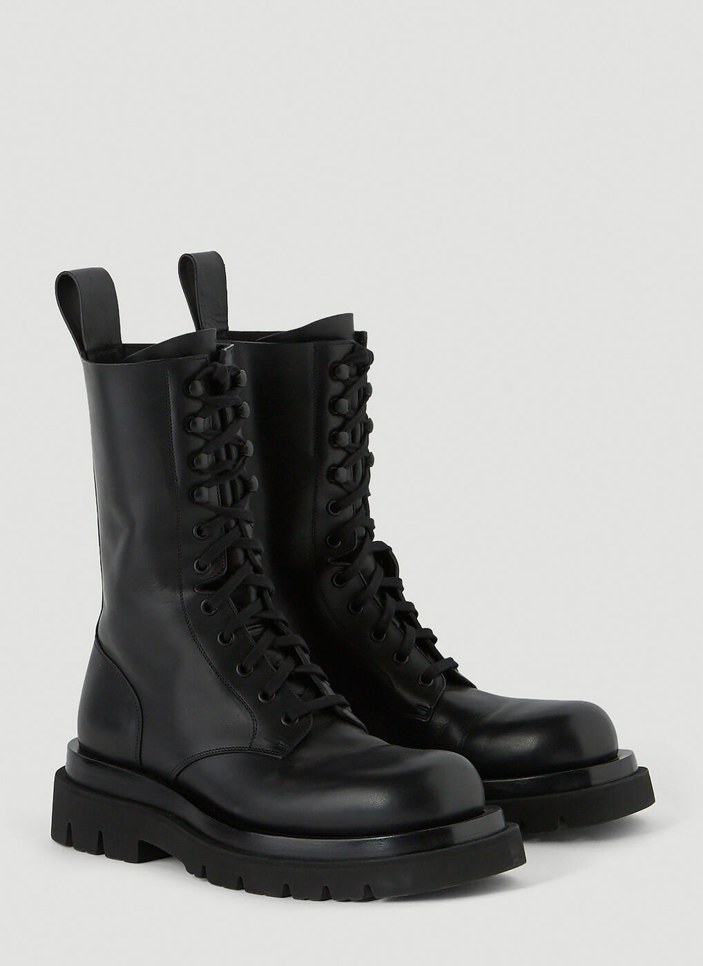 Lug Lace-Up Boots in Black Bottega Veneta