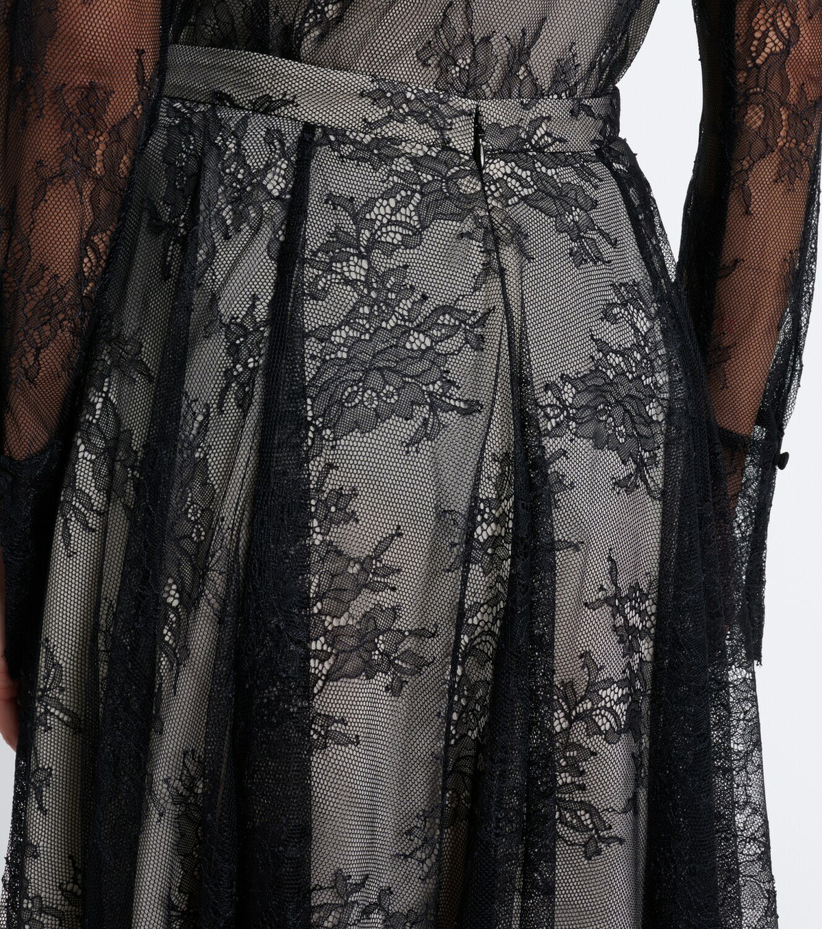 Erdem Pleated floral lace midi skirt