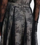 Erdem Pleated floral lace midi skirt