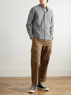 Folk - Button-Down Collar Pinstriped Cotton and Linen-Blend Shirt - Black