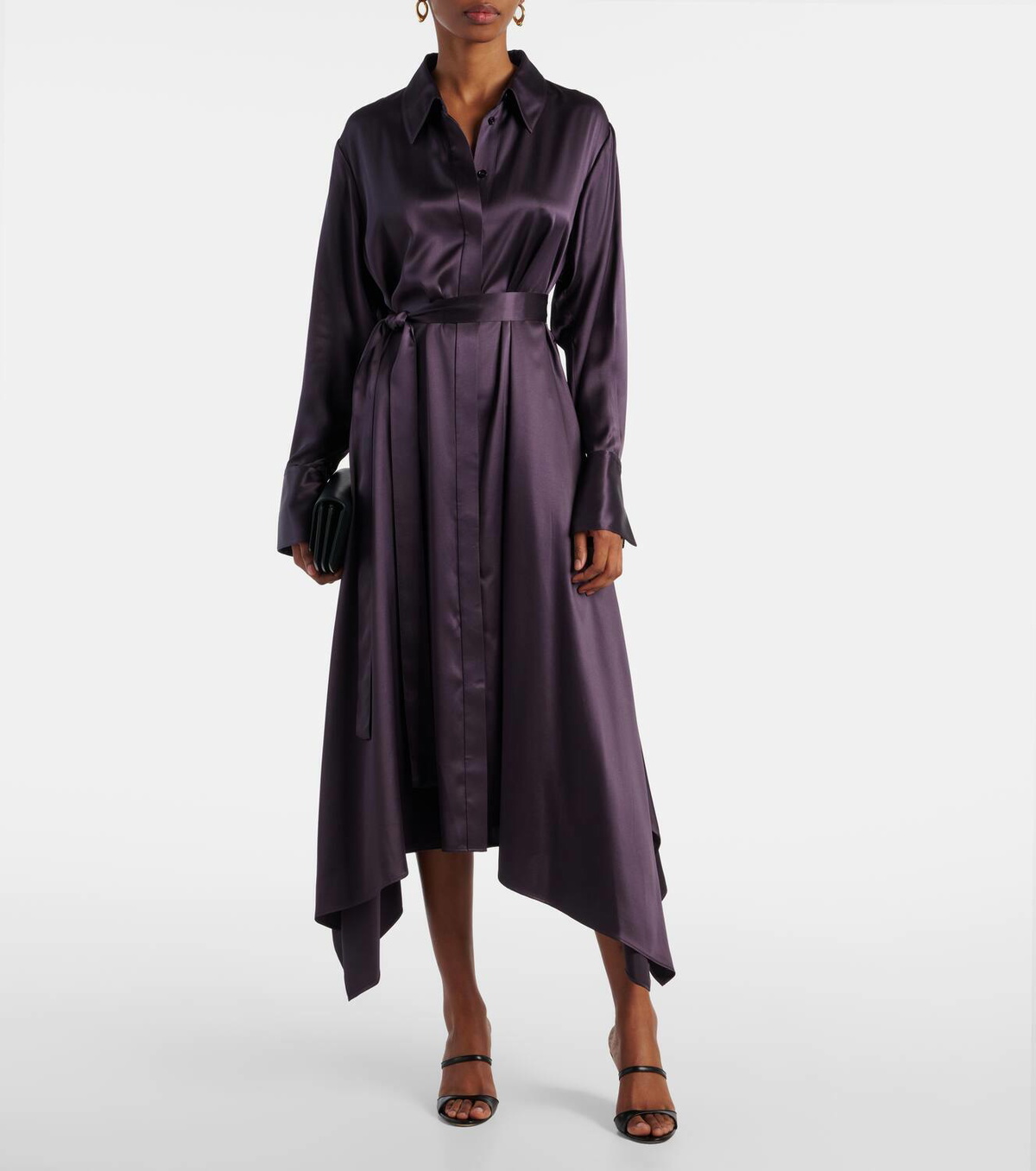 Joseph Cyprien belted silk satin shirt dress