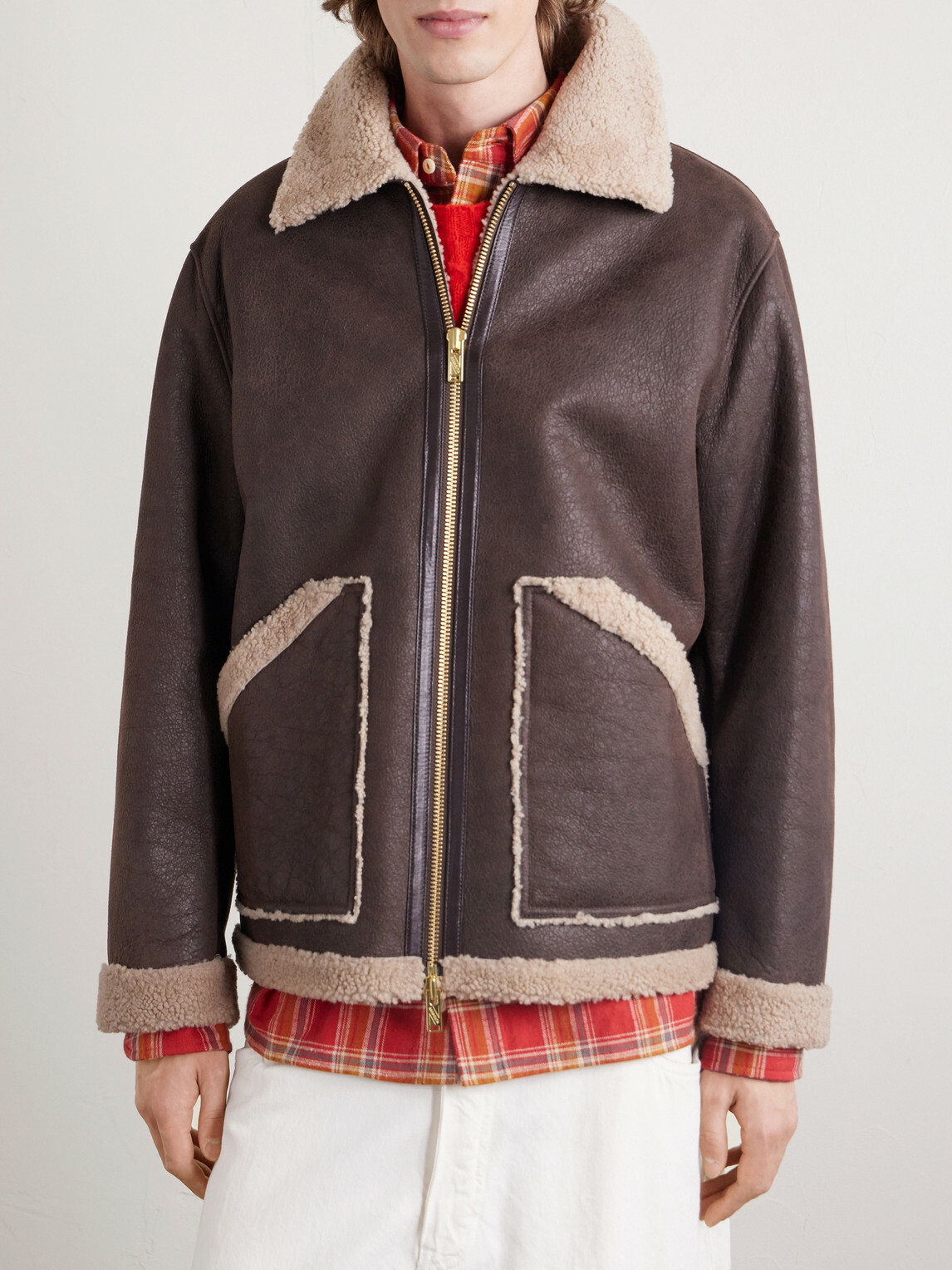 Baracuta - Shearling Aviator Jacket - Brown
