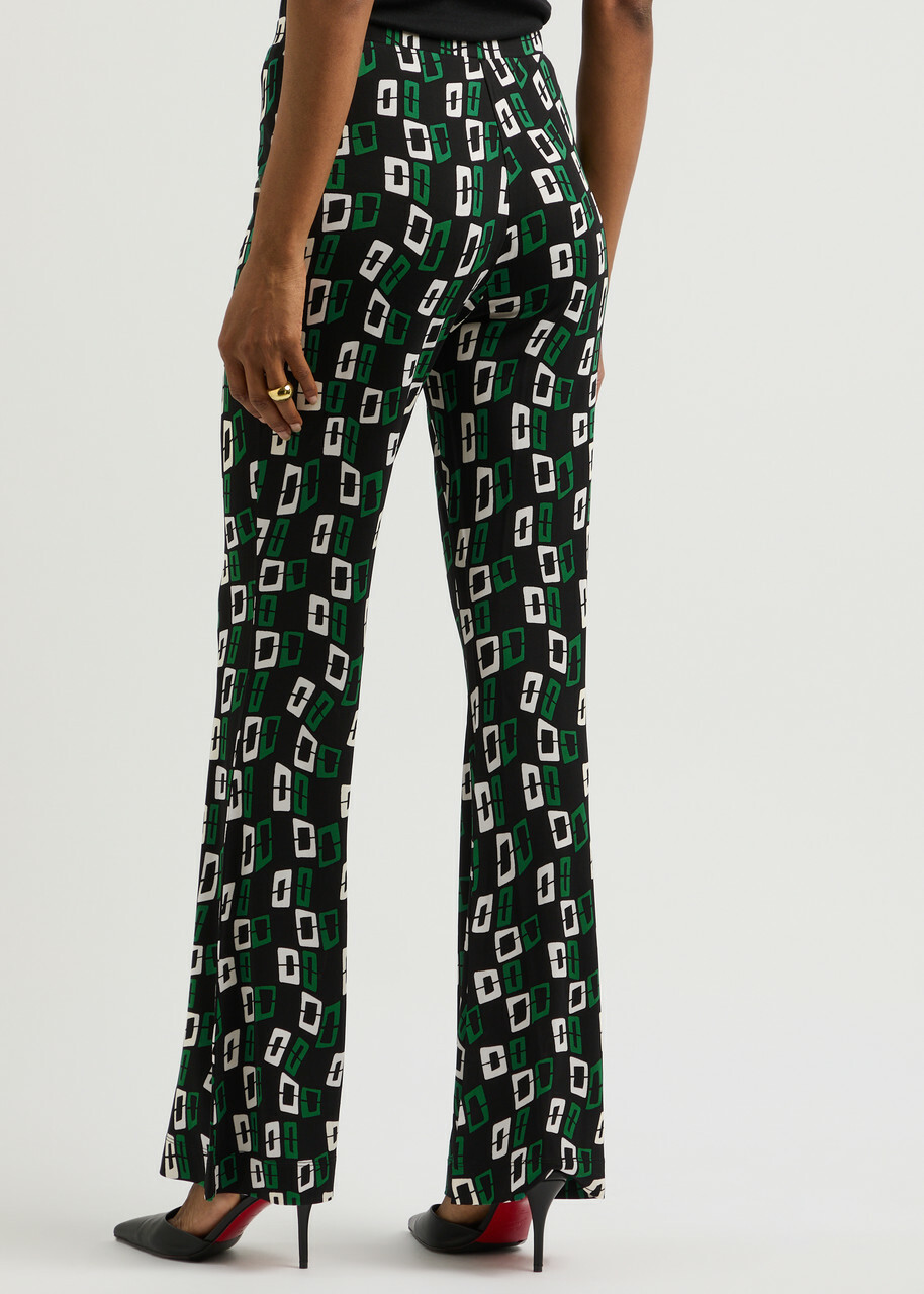 Diane Von Furstenberg Brooklyn Printed Stretch-jersey Trousers Black