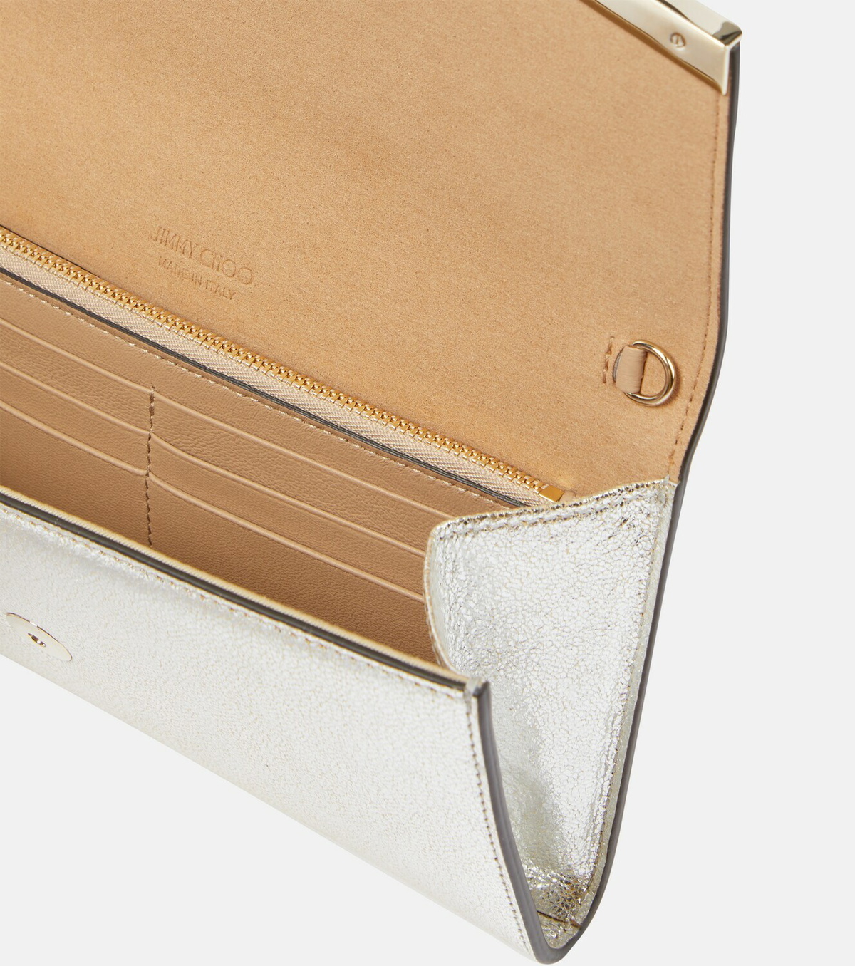 Jimmy Choo Emmie metallic leather clutch Jimmy Choo