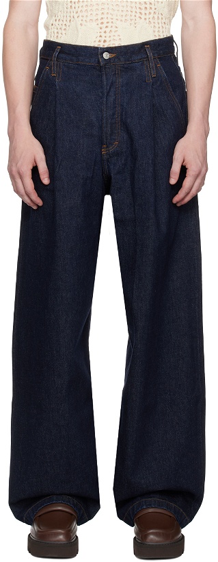Photo: Dries Van Noten Indigo Pleated Jeans