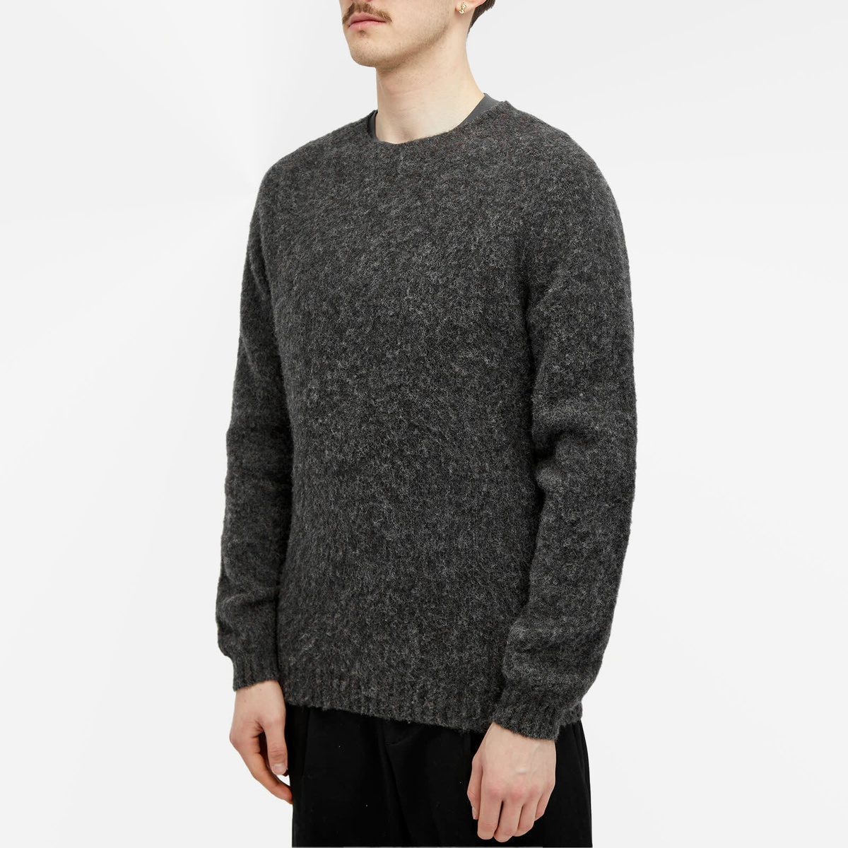 Norse Projects Men's Birnir Brushed Lambswool Crew Jumper in Charcoal  Melange Norse Projects