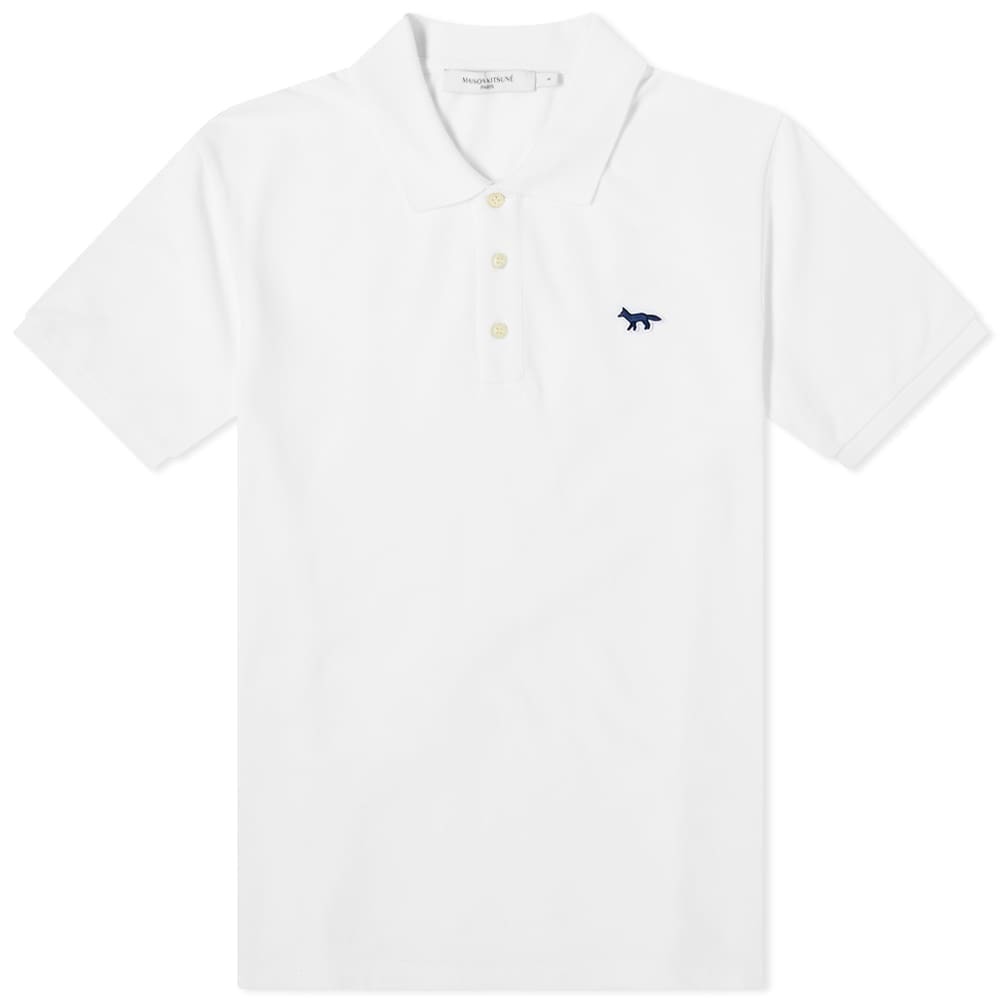 Maison Kitsuné Men's Navy Fox Patch Classic Polo Shirt in White