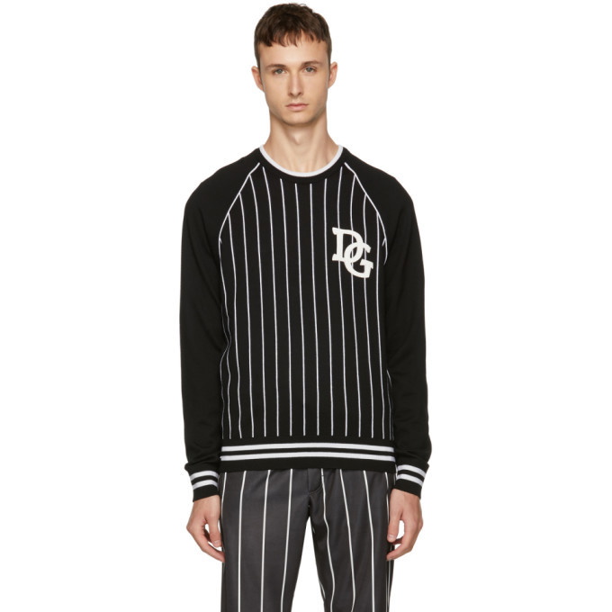 Photo: Dolce and Gabbana Black and White Striped The King Sweater