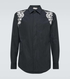 Alexander McQueen Embroidered pinstripe cotton-blend shirt