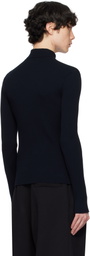 Courrèges Navy Reedition Rib Knit Mock Neck Sweater