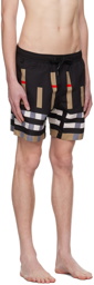 Burberry Black Sliced Check Swim Shorts