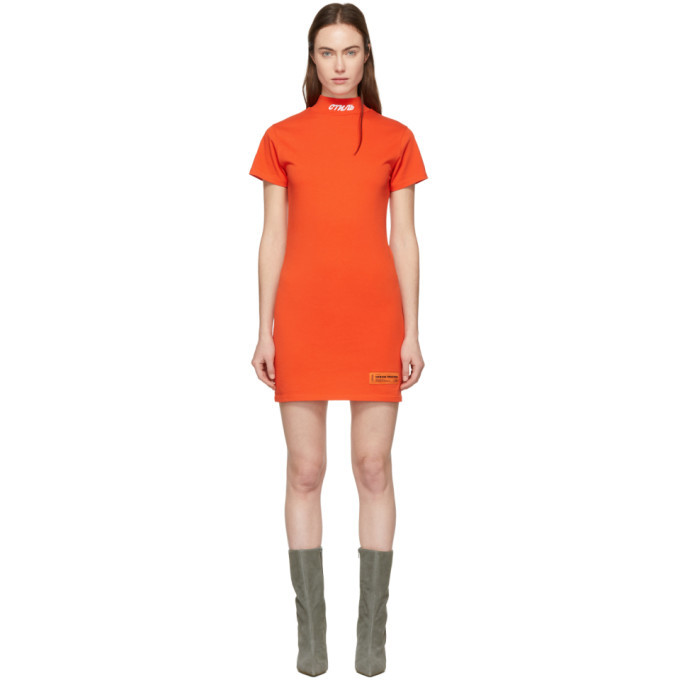 Heron Preston Red Style Mock Neck T Shirt Dress Heron Preston