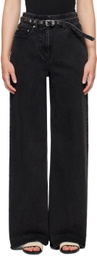 3.1 Phillip Lim Black Wide Leg Belted Jeans