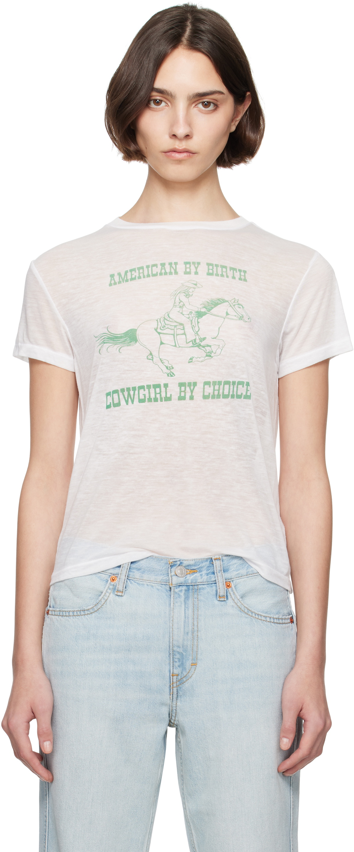 Re/Done White Classic Burnout 'Cowgirl' T-shirt