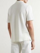 Mr P. - Organic Cotton and Linen-Blend Piqué Polo Shirt - White