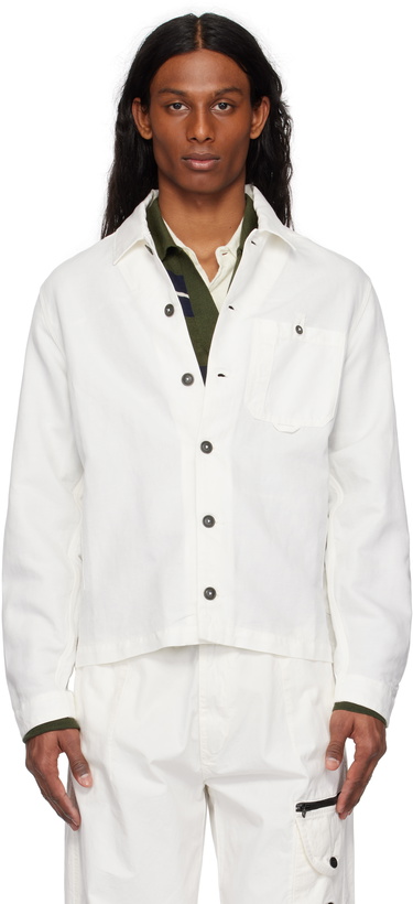 Photo: C.P. Company Off-White Cotton Linen Lens Overshirt