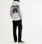 Stüssy - Logo-Print Mélange Fleece-Back Cotton-Blend Jersey Hoodie - Gray