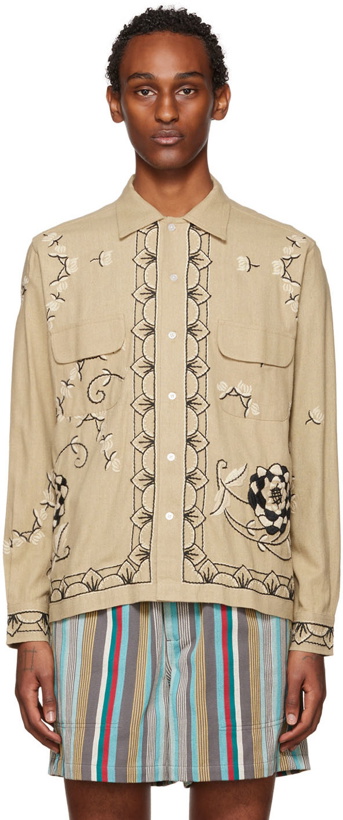 Photo: Bode Beige Embroidered Dandelion Shirt