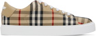 Burberry Beige Check & Leather Sneakers