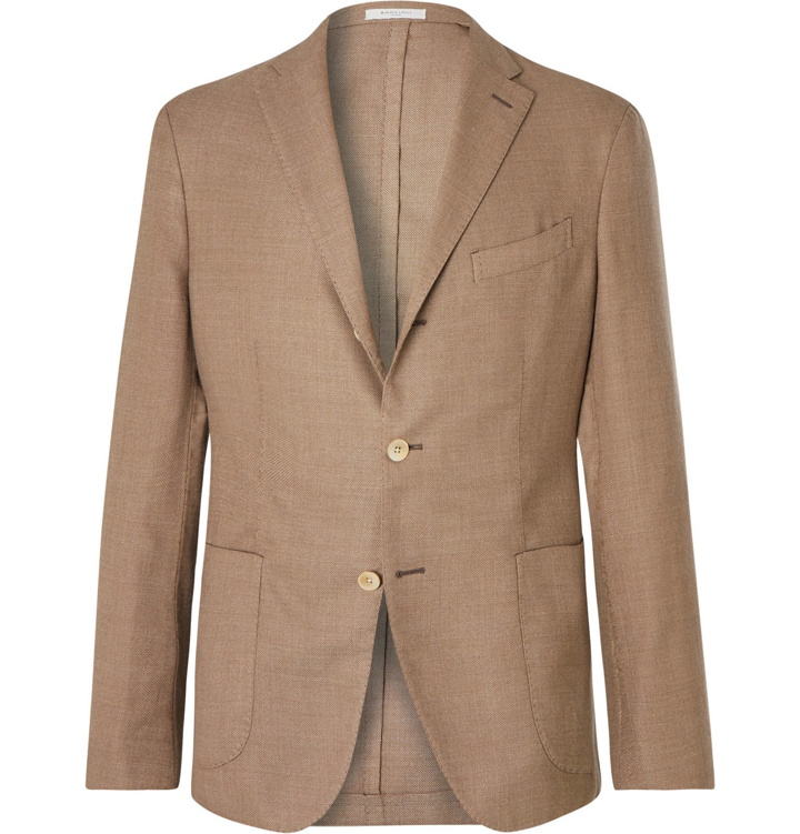 Photo: Boglioli - Taupe Unstructured Wool-Hopsack Blazer - Brown