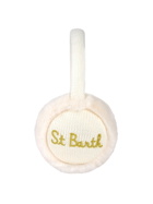 MC2 Saint Barth Woman White Tricot Earmuffs With Furry Details