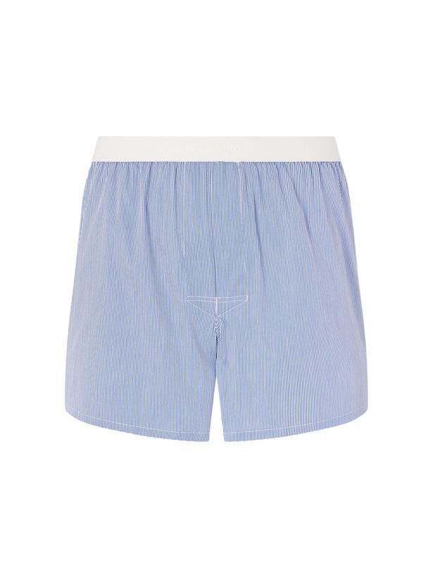 Photo: TOM FORD - Striped Cotton-Blend Poplin Boxer - Blue