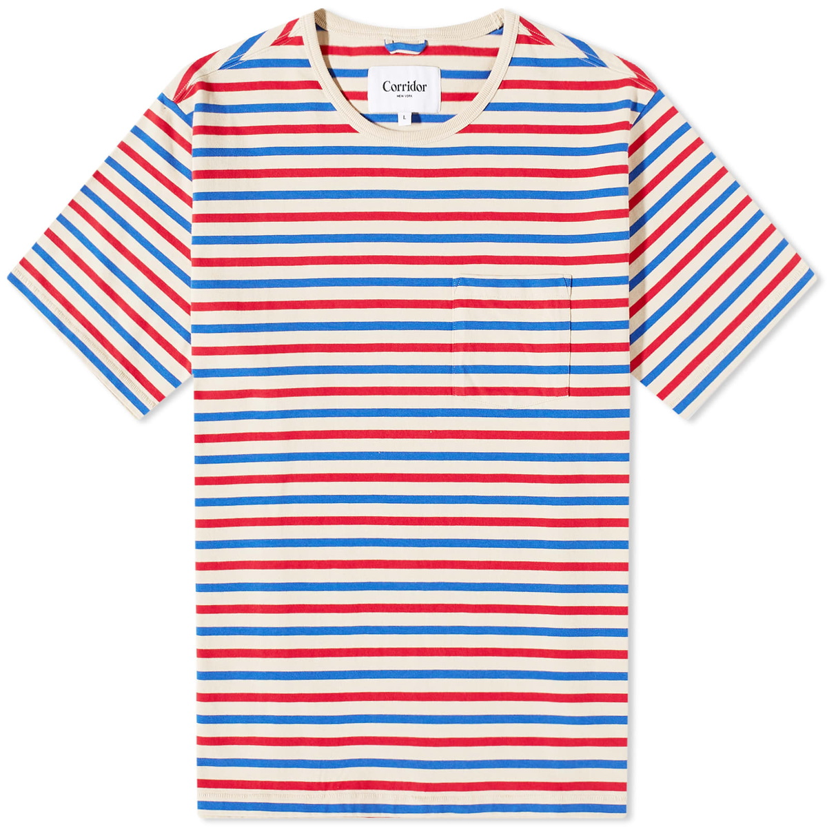 Corridor Men's Stripe T-Shirt in Blue/Red/White Stripes Corridor