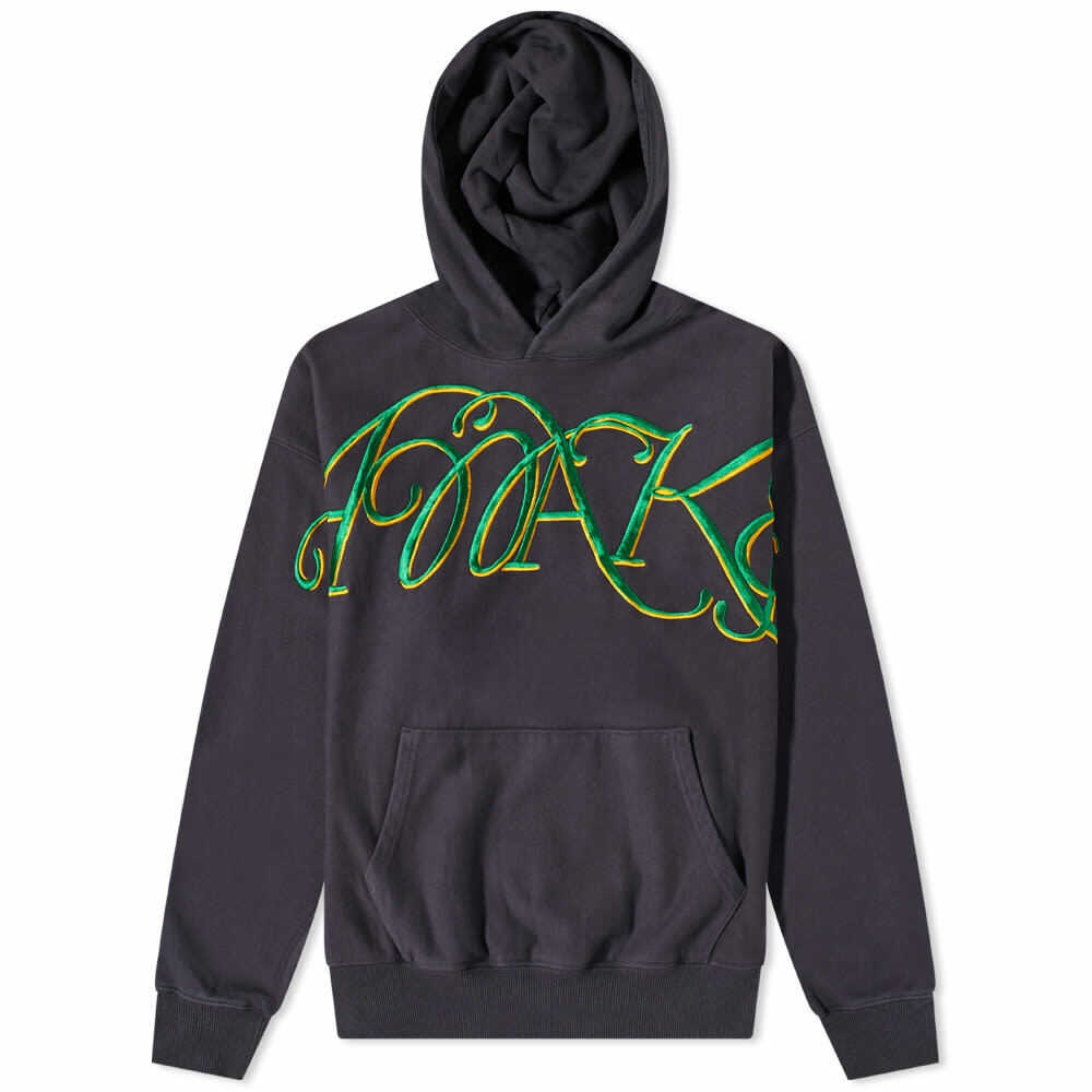 Awake Contrast Stitch Script Logo Hoodie Black - BLACK