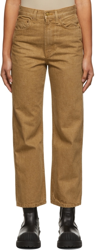 Photo: B Sides Tan Plein High Straight Jeans