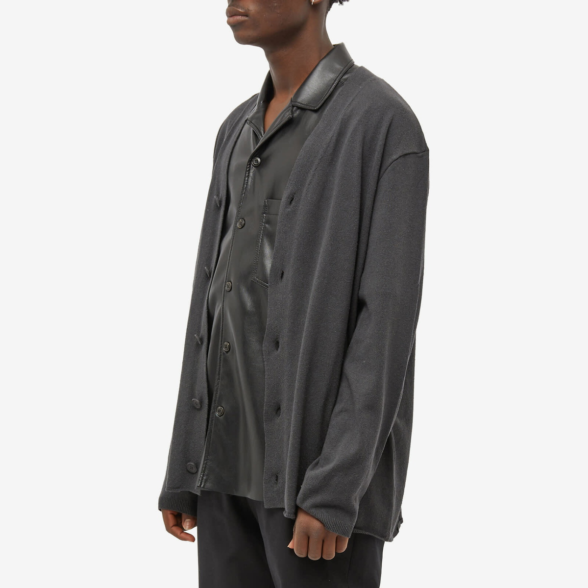 Our Legacy Men's Knit Cardigan in Anthracite Habitable Silk Our Legacy