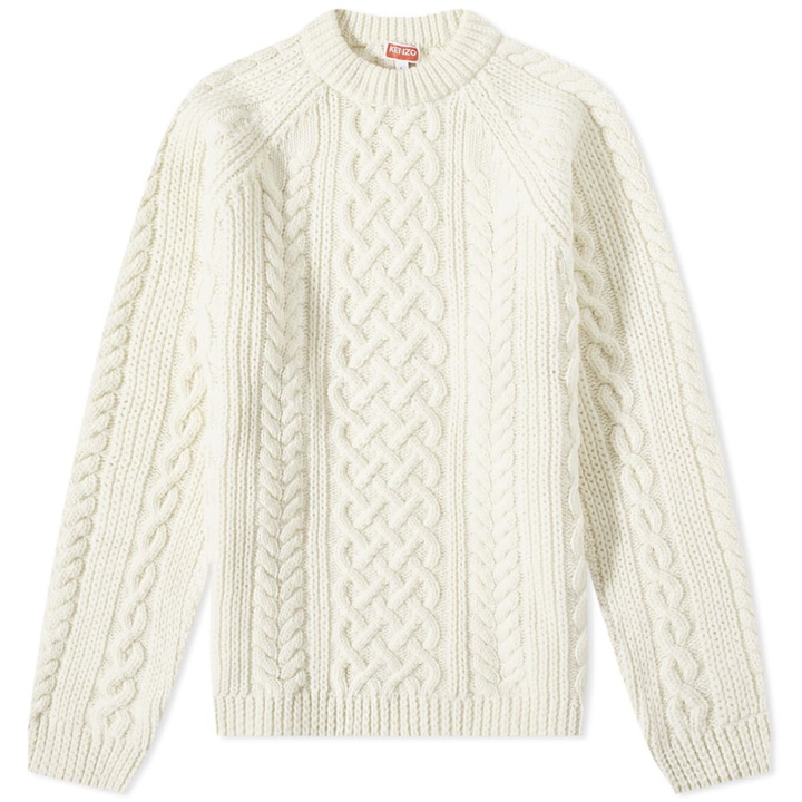 Photo: Kenzo Men's Cable Crew Knit in Off White