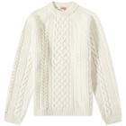 Kenzo Men's Cable Crew Knit in Off White
